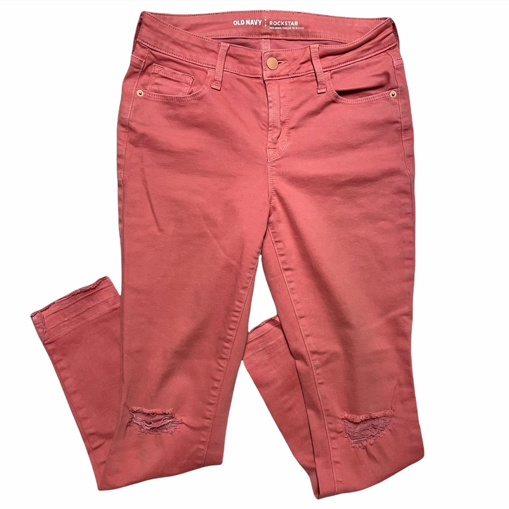3/30! Old Navy Rockstar pink distressed skinny jeans 4
